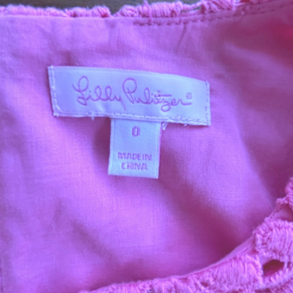 Lilly Pulitzer Marquette Crochet Shift Dress Passion Fruit Pink Size 0 - Picture 4 of 9